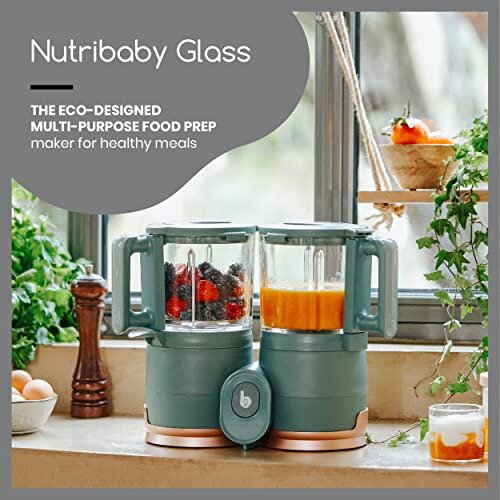 Nutribaby Glass 4in1 Baby Food Maker Baby Food Blender and Steamer Food Processor for Weaning Warmer Defroster Ecofriendly Glass Bowls Stainless Steel
